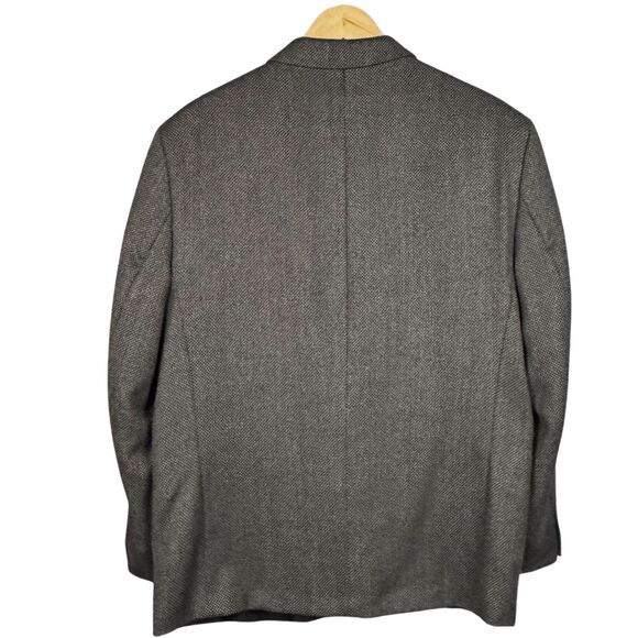 Croft & Barrow Blazer Jacket Worsted Lambswool Herringbone 42R Gray Brown Retro - Picture 2 of 8